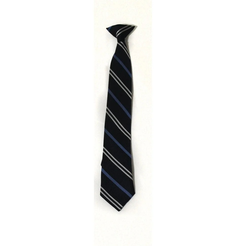 Little Boys Navy Blue Striped Clip-On Necktie 15 Inch